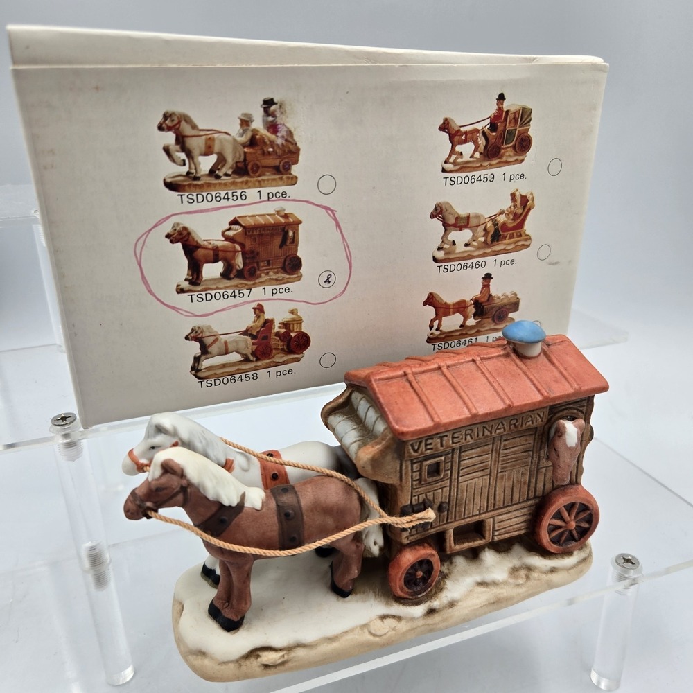 New! Vtg Colonial Village Lefton RETIRED Horse Drawn Veterinarian Tsd06457 W Box